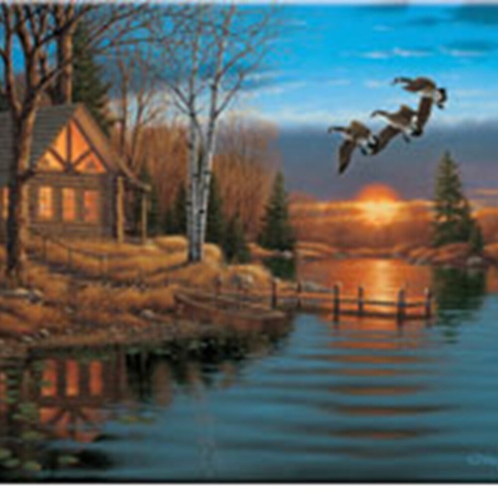 Cabin Scene Cutting Board 16" wide x 12" tall Tempered Glass Cutting Board 787-B